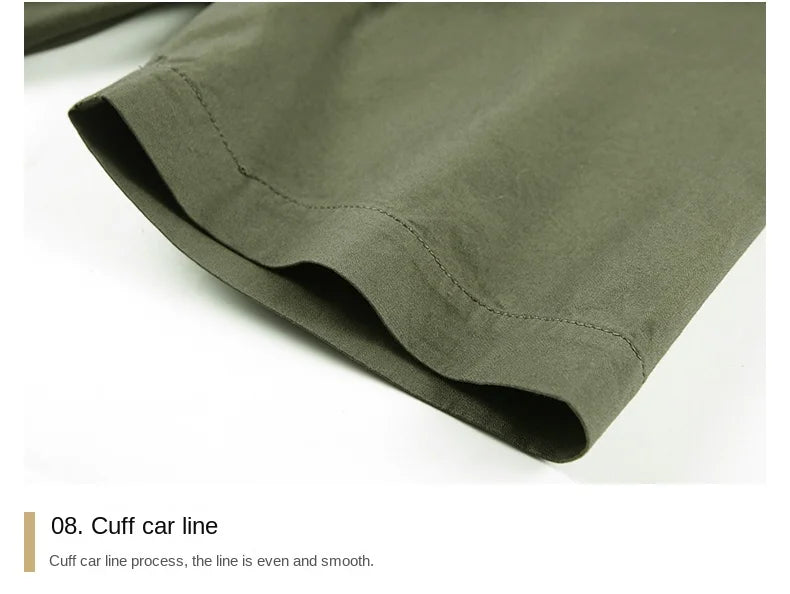 Summer Short Sleeve Shirt Men's 100 Cotton Refreshing Breathable Sweat Absorbing Shirt Climbing Work Clothes Pocket Brand Shirt