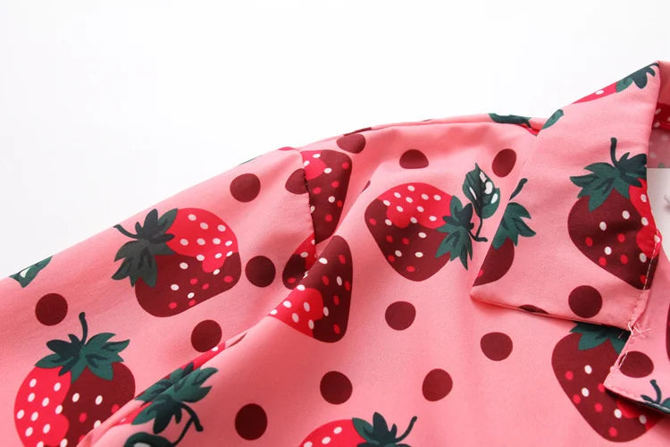 Summer Beach Women Shirt Top Harajuku Kawaii Girl Blouse Cute Strawberry Polka Dot Print Short Sleeve Blusa Female Hawaii Camisa