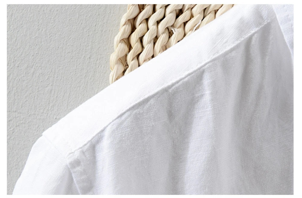 Summer men's shirts short sleeve Solid men clothing Tops  breathable cotton and linen Casual shirt for young man