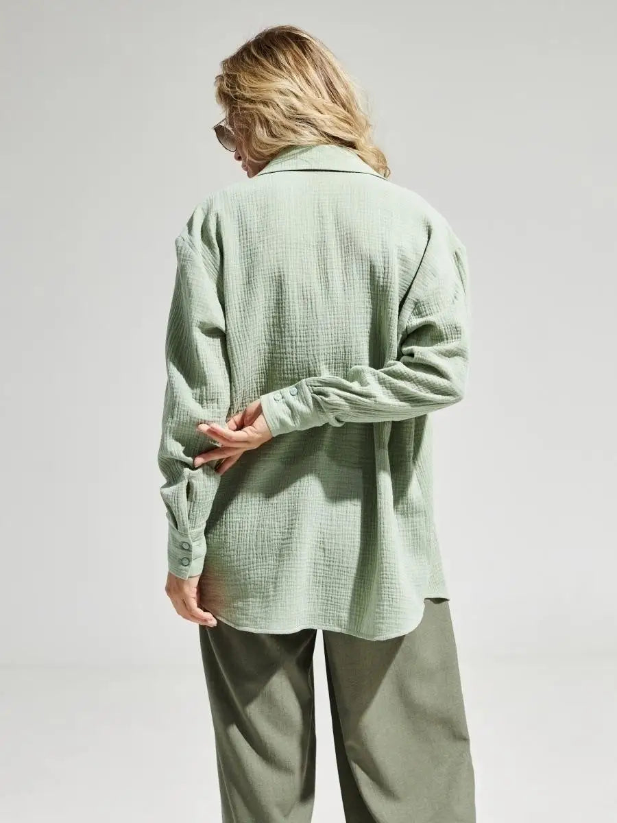 Summer Cotton Shirts for Women Breathable Long Sleeve Sunscreen Shirt Office Lady Solid Blouse Female Loose Chic Tops Outerwear