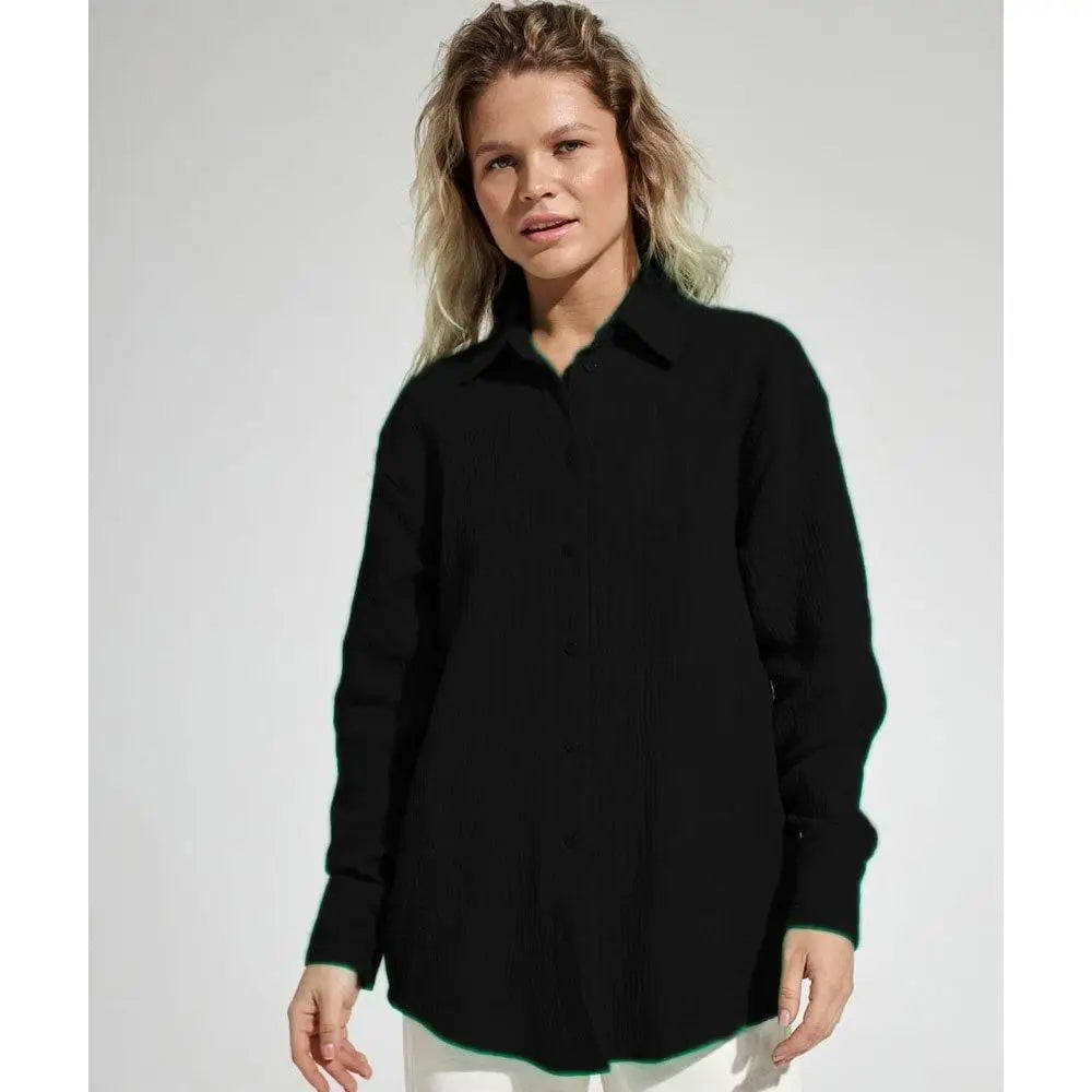 Summer Cotton Shirts for Women Breathable Long Sleeve Sunscreen Shirt Office Lady Solid Blouse Female Loose Chic Tops Outerwear