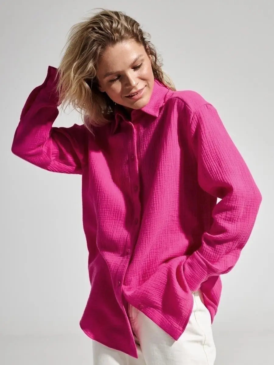 Summer Cotton Shirts for Women Breathable Long Sleeve Sunscreen Shirt Office Lady Solid Blouse Female Loose Chic Tops Outerwear