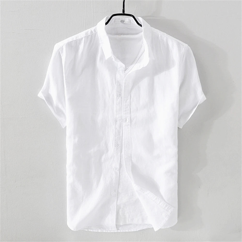 Summer men's shirts short sleeve Solid men clothing Tops  breathable cotton and linen Casual shirt for young man