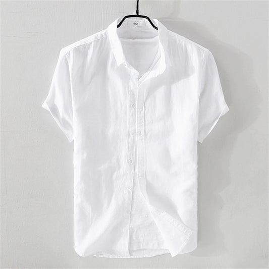 Summer men's shirts short sleeve Solid men clothing Tops  breathable cotton and linen Casual shirt for young man