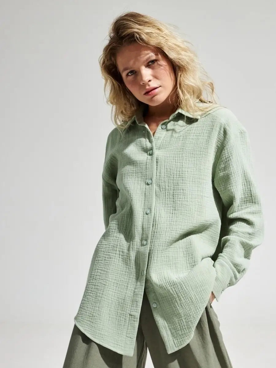 Summer Cotton Shirts for Women Breathable Long Sleeve Sunscreen Shirt Office Lady Solid Blouse Female Loose Chic Tops Outerwear