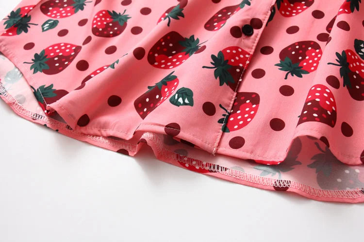 Summer Beach Women Shirt Top Harajuku Kawaii Girl Blouse Cute Strawberry Polka Dot Print Short Sleeve Blusa Female Hawaii Camisa